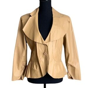 Cami 💯% Leather Tan Button Down Jacket Size 10